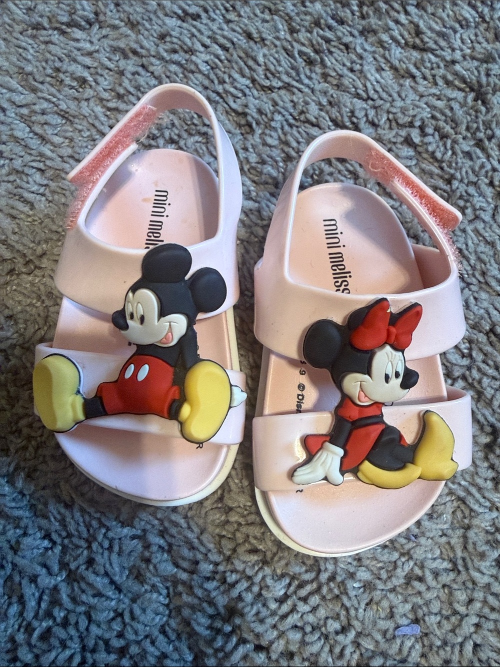 Mini Melissa Pink Jelly Sandals with Mickey & Minnie